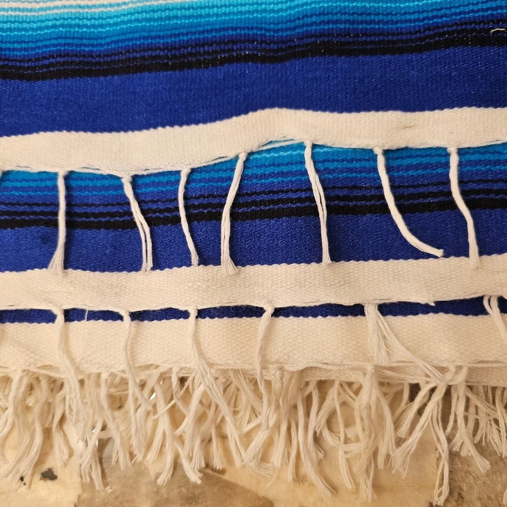 El Paso Saddleblanket Co Serape Stripe Woven Placemats Red Blue Olive 14x18 Set6